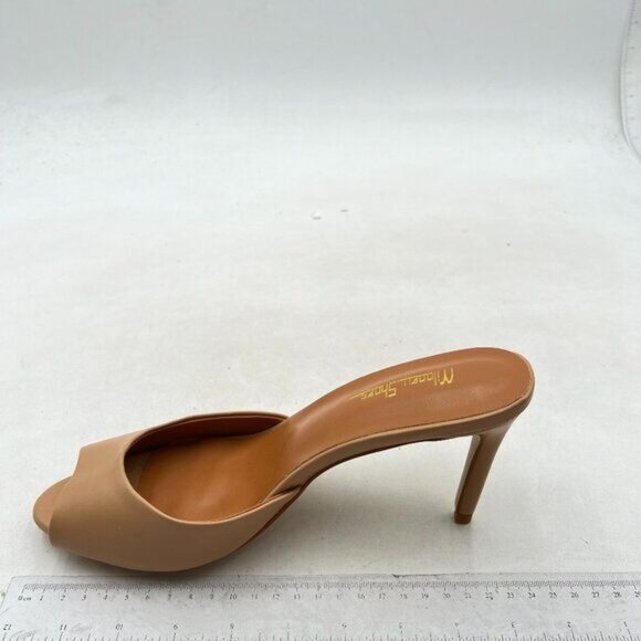 Milooey shoes Open Peep Toe Mules for Women Stiletto High Heels Brown - Picture 1 of 7